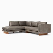 Online Designer Other Anton Leather 2-Piece Terminal Chaise Sectional - Wood Legs