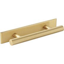 Online Designer Kitchen brushed brass handle with backplate 6"