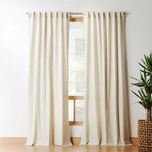 Online Designer Home/Small Office Natural Tan Basketweave II Curtain Panel 48"x108"