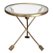 Online Designer Living Room Antique Gold Leaf Round Side Table