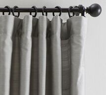 Online Designer Living Room DUPIONI SILK POLE-POCKET BLACKOUT CURTAIN - FLAGSTONE