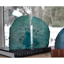 Online Designer Business/Office Evelynn Non-Skid Teal Agate Bookends (Set of 2)