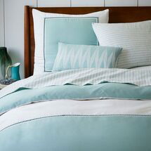 Online Designer Studio Organic Embroidered Colorblock Duvet Cover - Pale Harbor