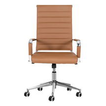 Online Designer Business/Office Amaiia Mid-Back Ribbed Leather Upholstered Adjustable Swivel Rolling Ergonomic Office Desk Chair