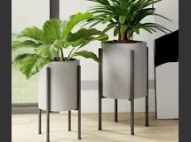 Online Designer Living Room Stacia 2-Piece Metal Pot Planter