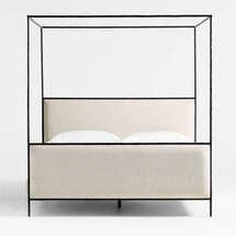 Online Designer Bedroom Dahlia Hand-Forged Steel Framed Upholstered Canopy King Bed