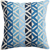 Online Designer Living Room appliqué blues 16" pillow