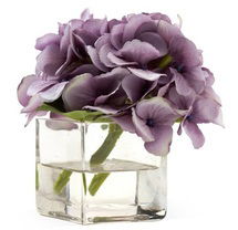 Online Designer Bedroom 6" Hydrangea in Cube Vase, Faux