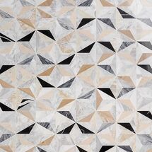 Online Designer Living Room Phantasm Harvest Cream and Gray Polished Mixed Marble Mosaic Tile