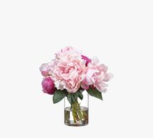 Online Designer Home/Small Office Faux Pink Peony Arrangement In Glass Vase