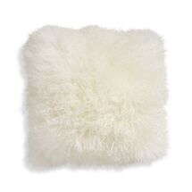 Online Designer Bedroom Pelliccia 16" Mongolian Lamb Fur Pillow with Feather-Down Insert