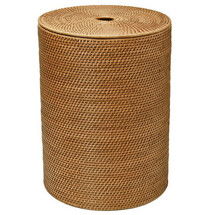 Online Designer Bedroom Round Rattan Laundry Hamper with Cotton Liner