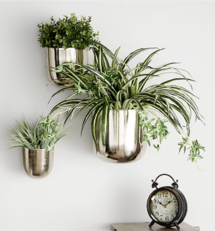 Online Designer Combined Living/Dining Grayson Lane 3-Pack Round 9-in W x 9-in H Silver Metal Contemporary/Modern Indoor/Outdoor Wall Planter