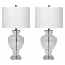 Online Designer Bedroom Crystal 28" H Table Lamp with Drum Shade - set of 2