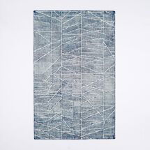 Online Designer Studio Erased Lines Wool Rug - Blue Lagoon