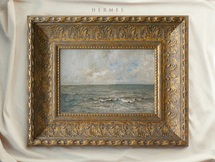 Online Designer Living Room Vintage Art Framed, Vintage Muted Seascape Painting