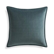 Online Designer Bedroom Brenner Slate Grey 20" Velvet Pillow with Feather-Down Insert