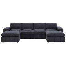 Online Designer Home/Small Office Chidester 134" Wide Reversible Modular Sectional with Ottoman