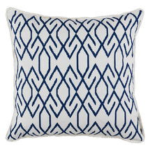 Online Designer Living Room Navy and White Patterned Pillow