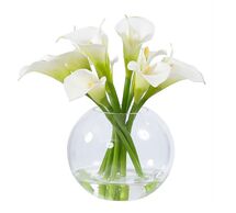 Online Designer Combined Living/Dining Faux Calla Lily in Glass Bowl