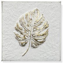 Online Designer Bathroom Foliole Relief III - Leaf Motif Stamped Wall Décor