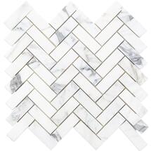 Online Designer Bathroom alacatta Herringbone 11.87 in. x 13.44 in. x 10.5 mm Marble Mosaic