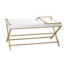 Online Designer Combined Living/Dining Sterling Gold and White Coffee Table with Trays