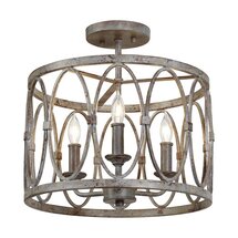 Online Designer Living Room Cavana 3 - Light 14" Caged Drum Semi Flush Mount