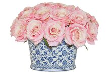 Online Designer Bedroom 15" Roses in Planter, Faux