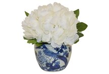 Online Designer Bedroom 9" White Peony Arrangement, Faux