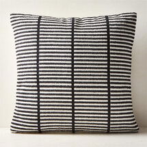 Online Designer Combined Living/Dining Stria Black and White Woven Silk Throw Pillow with Down-Alternative Insert 23''