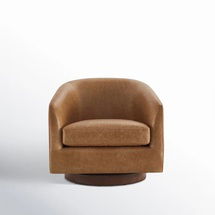 Online Designer Business/Office Bennett Genuine Leather Swivel Barrel Chair