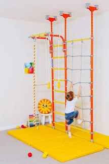 Online Designer Other Indoor Kids Playground Play Set with Cargo Net / Blue Training Gym Sport Accessories Equipment: Rope ladder, Rope and Gymnastic Rings 