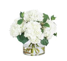 Online Designer Dining Room Faux White Hydrangeas In Glass Vase