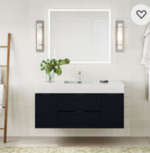 Online Designer Bathroom Boutique Bath Vanity, Black, 48", Single Sink, Wall Mount