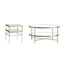 Online Designer Living Room Leona Round Coffee Table and 2 cube table set