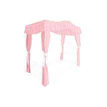 Online Designer Bedroom FULL SIZE Solid Light Pink Canopy Bed Fabric Top with Drape Curtains and White Ribbon Ties