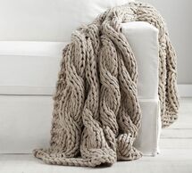 Online Designer Bedroom Colossal Handknit Throw, 44 X 56", Putty