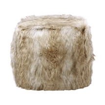 Online Designer Bedroom Platinum Faux Frost Fox Pouf Ottoman