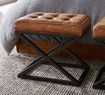 Online Designer Bedroom Kirkham Tufted Leather Stool