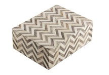 Online Designer Bathroom 8" Chevron Tile Bone Box, Gray