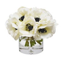 Online Designer Bedroom Faux Anemone Arrangement in Glass Vase