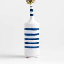 Online Designer Living Room Tunise Blue and White Stripe Vase 12"