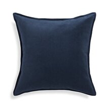 Online Designer Living Room Brenner Indigo Blue 20" Velvet Pillow with Feather-Down Insert.