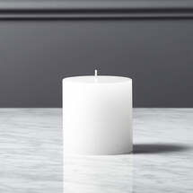 Online Designer Combined Living/Dining 3"X3" WHITE PILLAR CANDLE