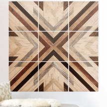 Online Designer Living Room 'Geo Wood 1' Graphic Art Print Multi-Piece Image on Wood