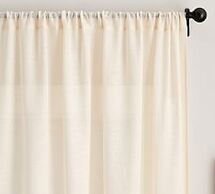 Online Designer Living Room Belgian Flax Linen Poletop Sheer Drape, 50 x 84", Ivory