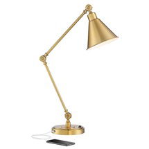 Online Designer Living Room Wray Warm Antique Gold Modern Luxe Adjustable USB Desk Lamp