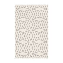 Online Designer Living Room Diamond Stripe Wool Dhurrie - Ivory