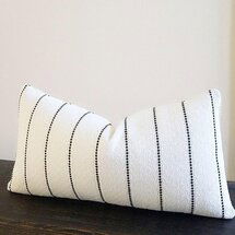 Online Designer Combined Living/Dining Black stripe pillow cover with white textured background, Lumbar pillow
